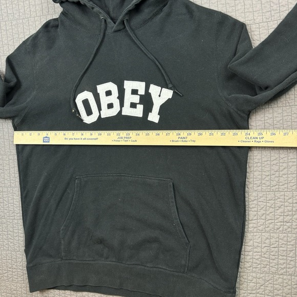 Obey Worldwide Hoodie Men XL Black Spell Out Logo Skater Streetwear Sweatshirt - Picture 9 of 12